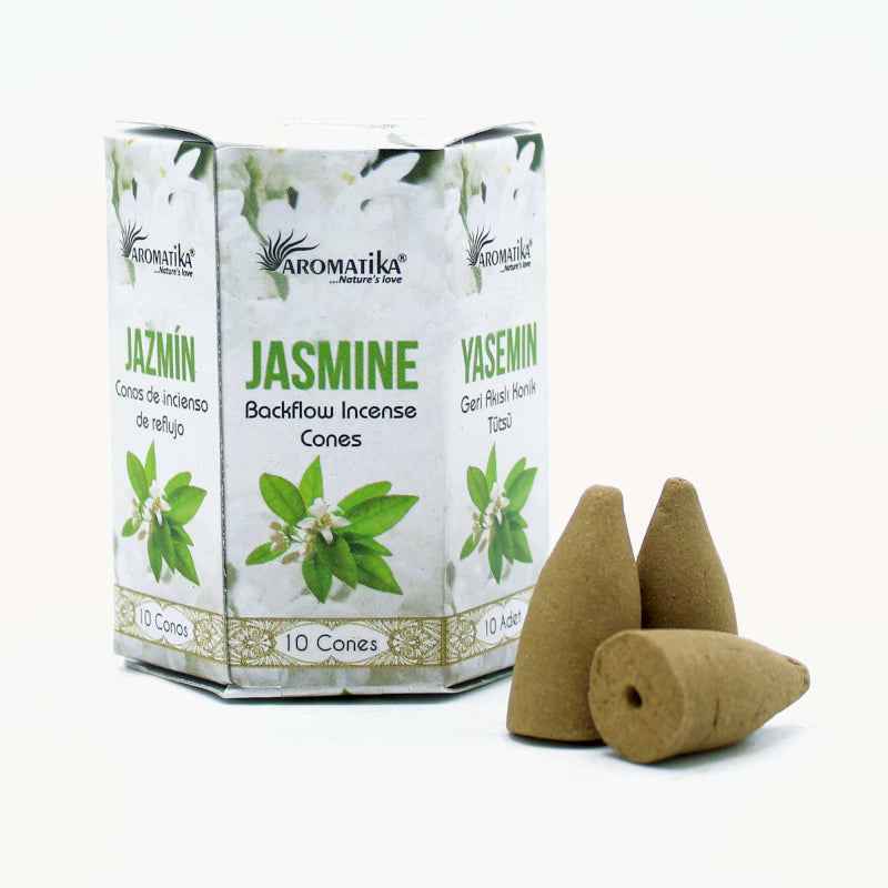 Jasmine Conos de Incienso de Reflujo Orgánico para Aromaterapia y Relaxación - BOIRA SHOP
