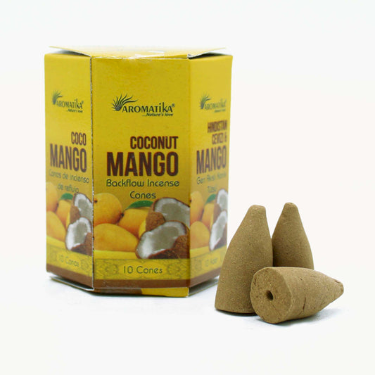 Conos de incienso de reflujo coco y mango tropical para cascada de humo, dulces y exóticos