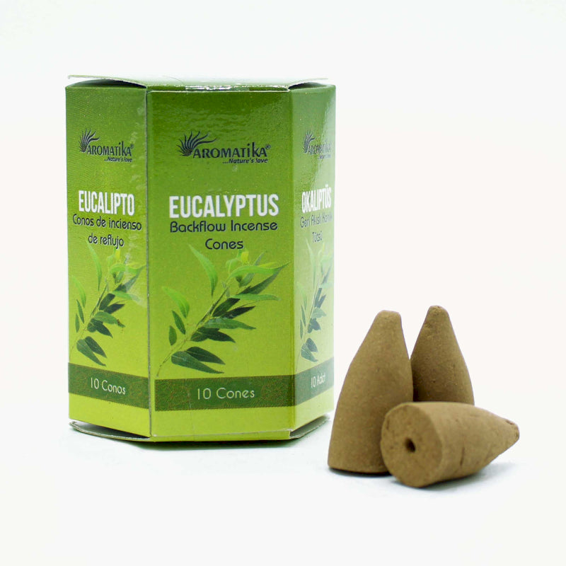 Incienso para cascadas de humo con aroma eucalipto, ideal para despejar ambientes y purificar.