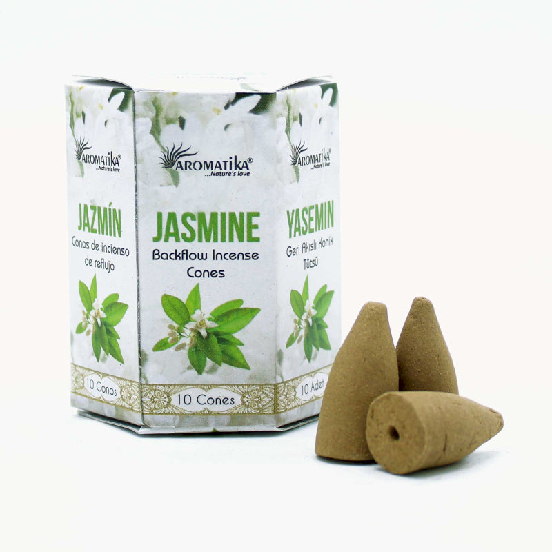 Incienso backflow de jazmín para cascada de humo, con aroma floral suave y elegante.