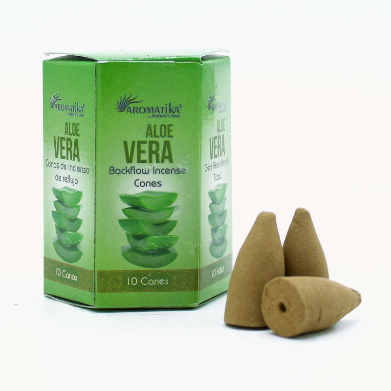Incienso de reflujo aloe vera para cascadas de humo, fragancia limpia, fresca y natural.